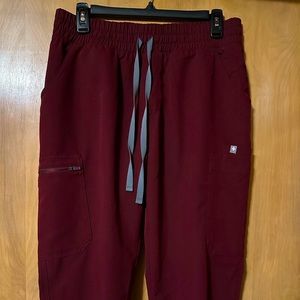 FIGS Womens High Waisted Yola Burgundy Pants M